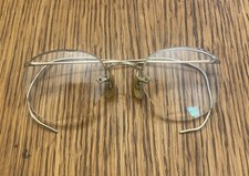Vintage Shuron Rimless Eyeglasses 1/10 12K GF Gold-Filled Cable Temple Glasses