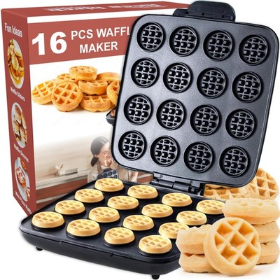16 PCS Mini Waffle Maker Machine, Nonstick Waffles Iron Quick Heat-Up Surface...