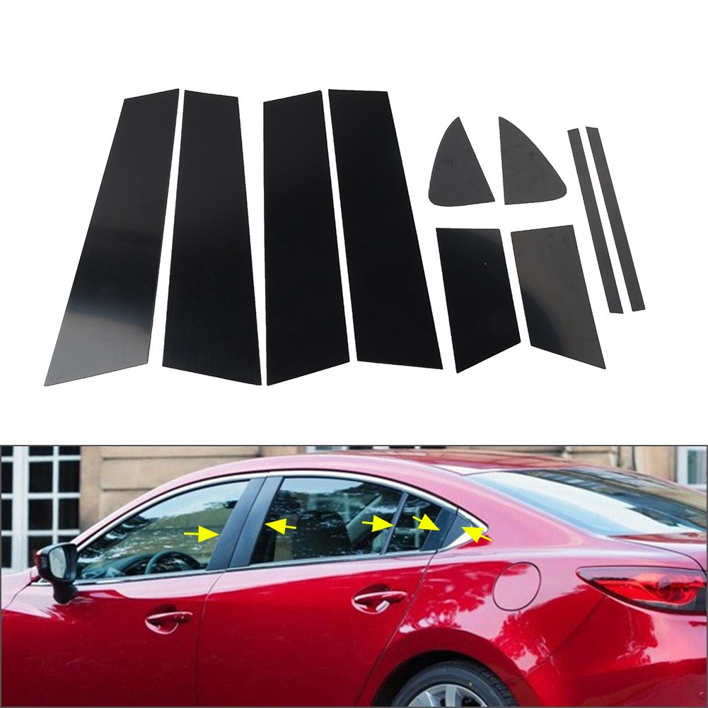 Glossy Black Pillar Posts Door Side Window Cover Trim For Mazda 6 2014-21 Atenza