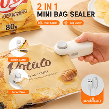 Mini sellador de bolsas portátil - sellador térmico recargable y cortador para bolsas de bocadillos