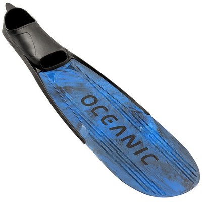 Oceanic Predator Free Dive Fins - Long Blade Full-Foot Fins, Blue Camo, 7-7.5