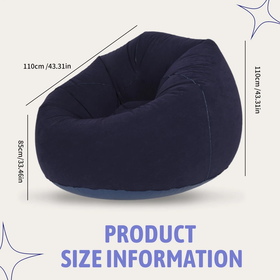 GroßEs Aufblasbares Sofa, Stuhl, Sitzsack, Beflockung, PVC, Garten, Lounge,5254 - Bild 4 von 4