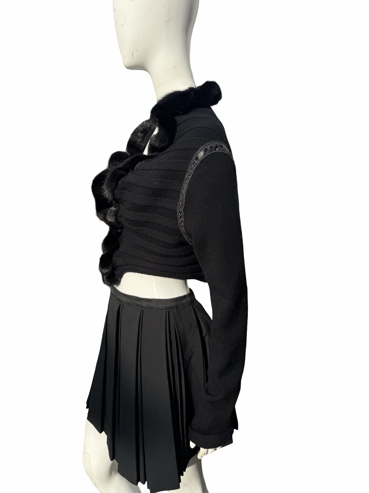 Vintage 2004 Roberto Cavalli Fur Trimmed Bolero Knit Jacket Size XL cropped Y2K image 4