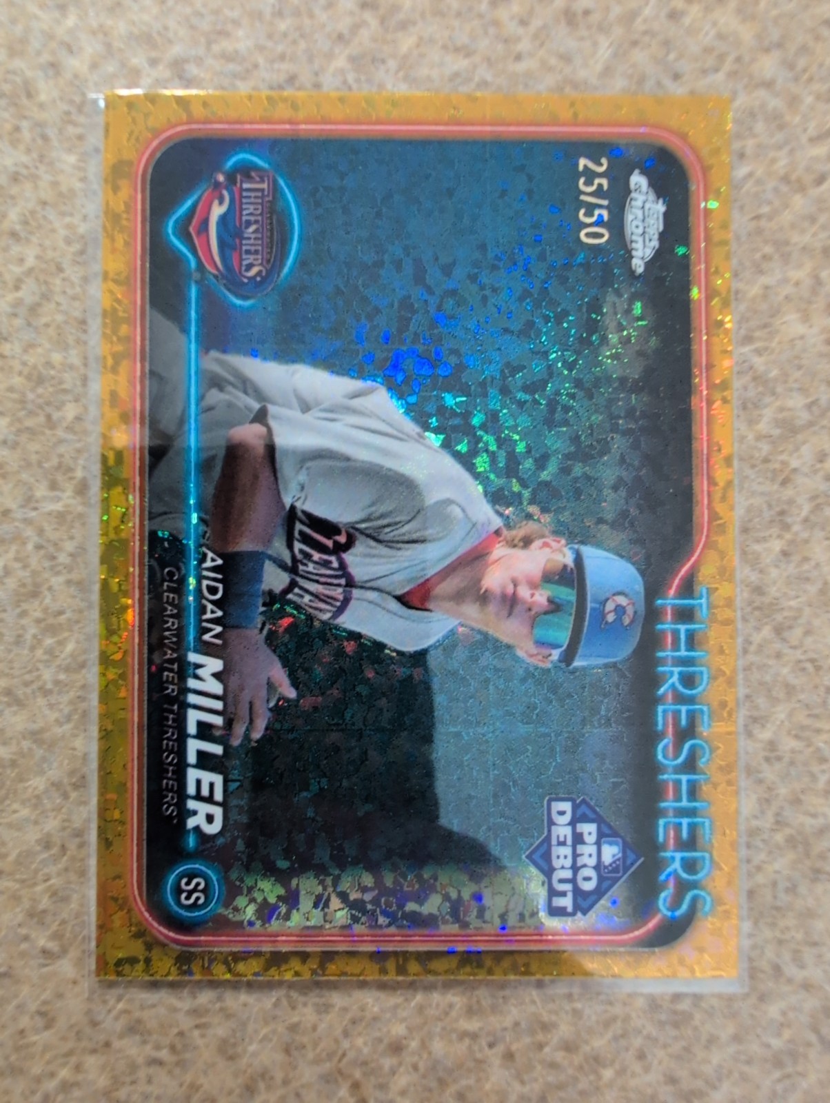 2024 Topps Pro Debut Chrome Aidan Miller Gold Mini-Diamond Refractor Auto 25/50