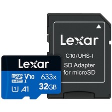 Lexar BLUE Series High-Performance 633x 32GB UHS-I microSDHC Memory Card with SD