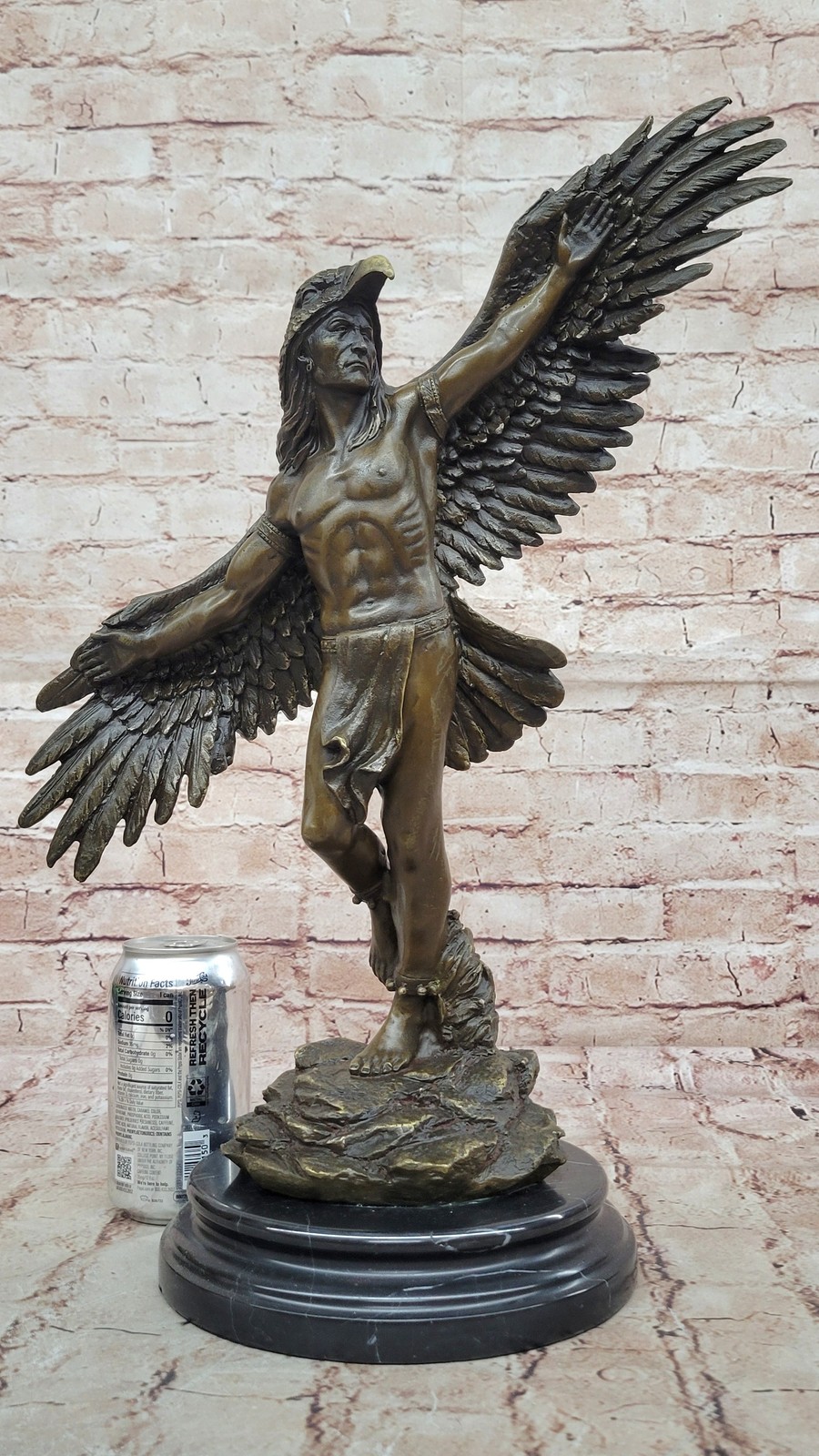 HUGE Indian Native American Art Chief Eagle Bust Bronze Marble Statue Sculpture