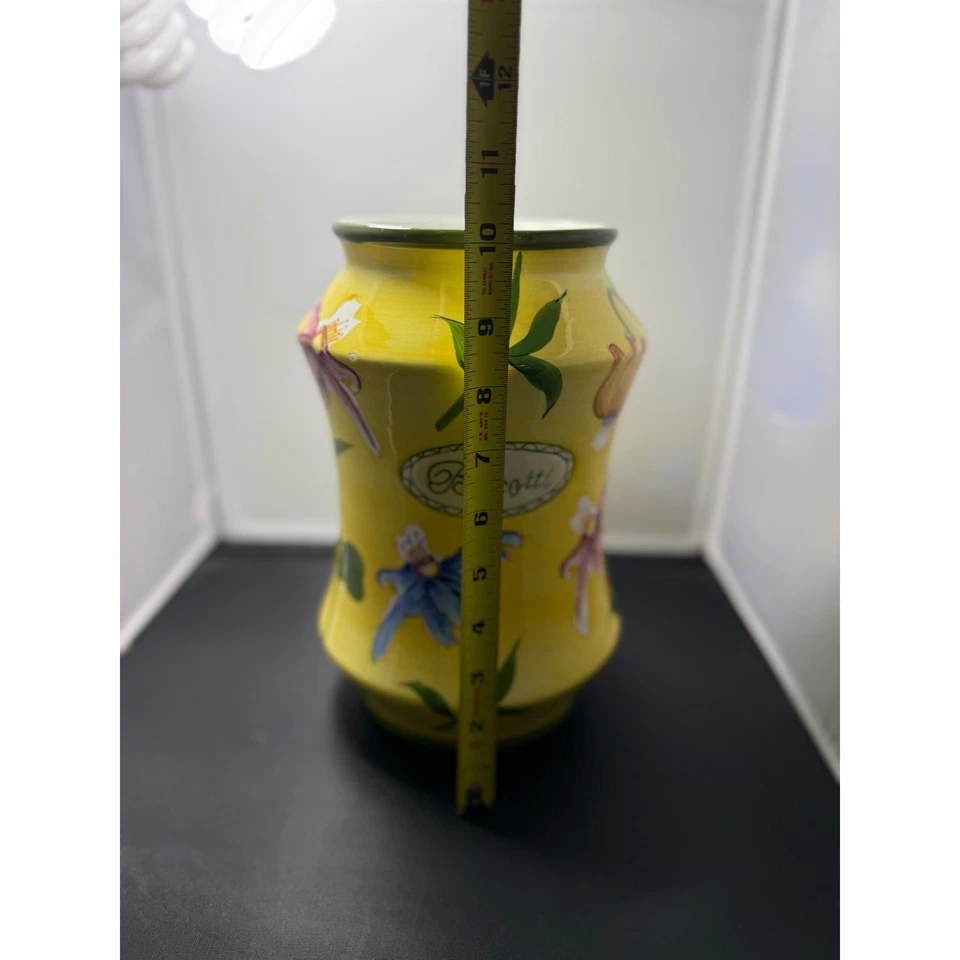 Jarrón Biscotti bote florero decorativo cerámica amarillo decoración de cocina Foto 2 de 4