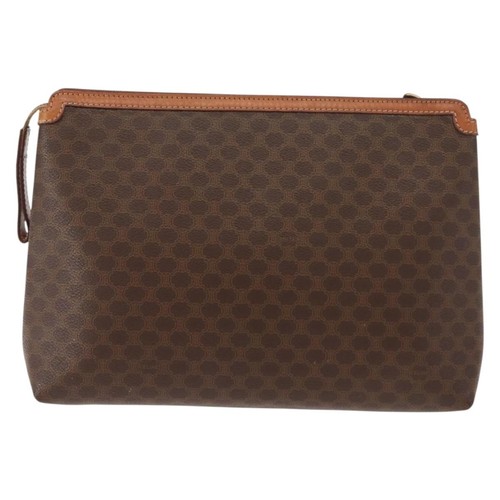 Celine Circle Logo Macadam Pouch Canvas And Leather Brown Clutche & Pouche Bag - Picture 2 of 17