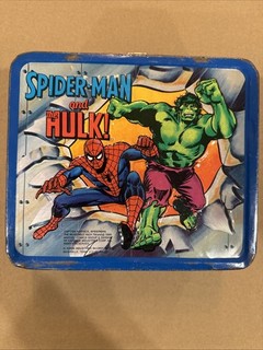 SPIDER MAN THE HULK CAPTAIN AMERICA Marvel Comics Vintage 1980 Metal Lunchbox