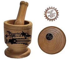 Puerto Rico Small Size Wood Mortar & Pestle Pylon Pilon Madera - Mofongo Mojito