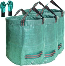 Standard 3-Pack 32 Gallon Lawn Garden Bags (D18,H30 inch) Yard Waste Bags with G