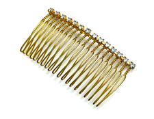 Vintage Gold Hair Comb with Clear Rhinestones