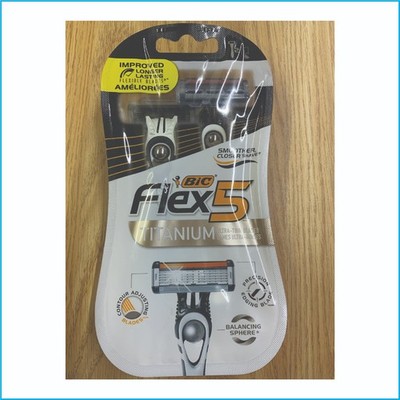 BIC Flex 5 Titanium Razor Kit Handle Refills 5 Blade Mens Shaving System