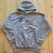 Vintage Walt Disney World Parks Logo Hoodie Sweatshirt Gray Size S Small