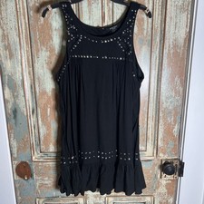 Nine West Tunic Top L Silver Stud Accents Sleeveless Goth Biker Vibes