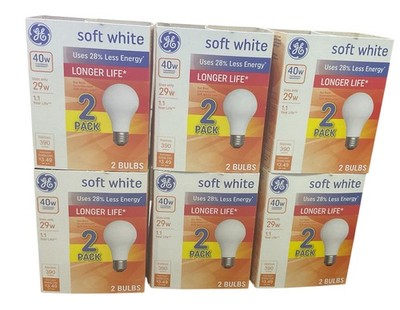 GE  Longer Life  Soft White - 40 W  - Light Bulbs - 6 Packs/12 bulbs