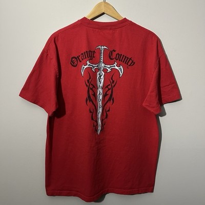Vintage Orange County Choppers Dagger Sword T Shirt OCC Mens Size XL Red Y2K