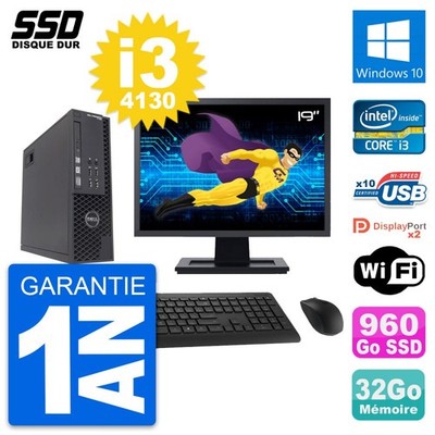 PC DELL T1700 SFF Bildschirm 19 '' Intel i3-4130 RAM 32Go SSD 960Go Windows 10