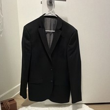 Men's Black Two-Button Notch Lapel Single-Breasted Blazer