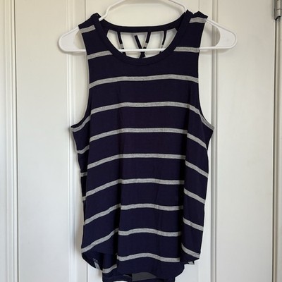 Chaser Women s NWT Blue And Gray Striped Tank With Open Back - Size XS