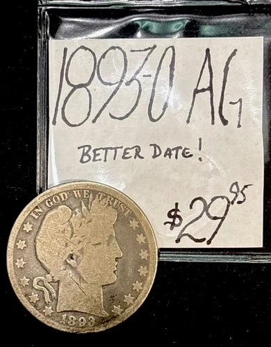1893-O Barber Silver Half Dollar “better date” (AG) About Good Condition! ENN