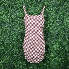 Urban Outfitters Burgundy Gingham Ruched Mini Dress Small NWT OB1362018