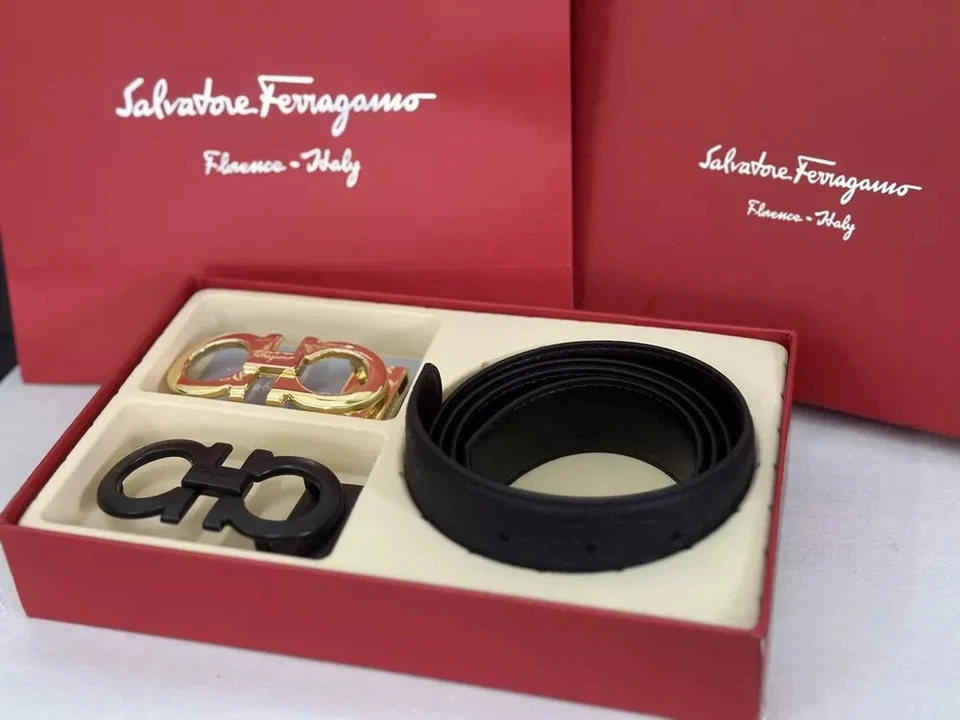 Cinturón de cuero Salvatore Ferragamo para hombre exquisito artesano italiano regalo de lujo Foto 3 de 4