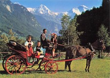 SWITZERLAND INTERLAKEN HORSE CARRIAGE WITH MOENCH AND VIRGIN