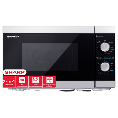SHARP YC-MG01E-S Mikrowelle mit Grill 20L silbermetallic 800W 5 Leistungsstufen