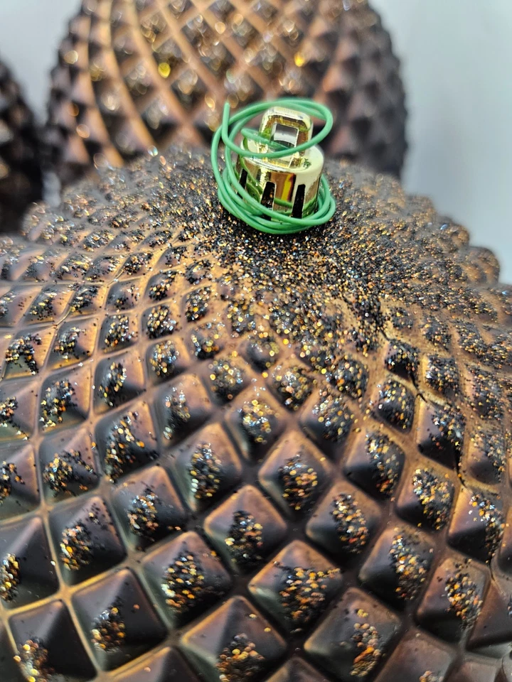 Vickerman 6" Plastic Chocolate Durian Glitter Ball Ornament Set of 4 - Image 4 of 4