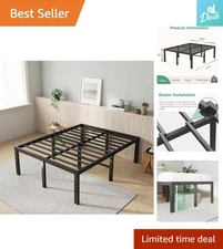 Modern Full Size Metal Bed Frame – 18 Inches High with Easy Assembly and Storage