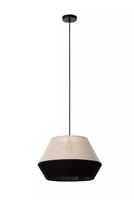 Pendelleuchte Stoff Schirm Schwarz Ø40 Cm E27 Wohnlich HäNgelampe Esstisch