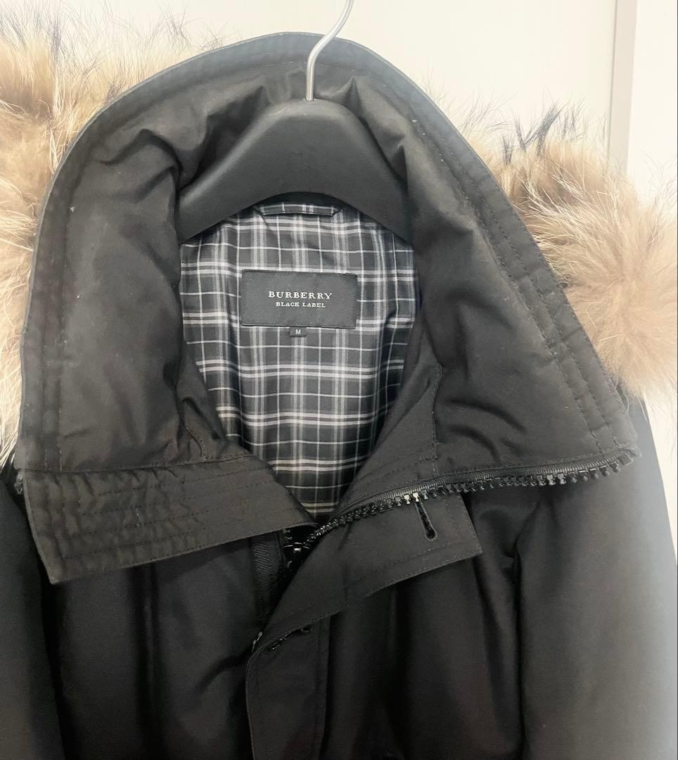 Burberry Black Label Mods Down Coat Black M 3-Way Removable Fur Used thumbnail 7