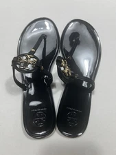 Tory Burch Mini Miller Thong Rubber Sandals With Gold Hardware Logo Size: 7