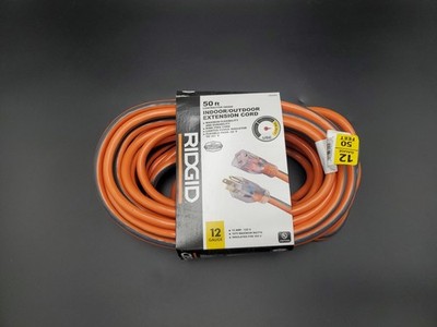RIDGID 50 ft. 12/3 Heavy Duty Indoor/Outdoor Extension Cord with Lighted End