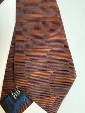 Vintage GUCCI Silk Tie Burgundy Rust Orange Geometric Oversized G Logo Italy