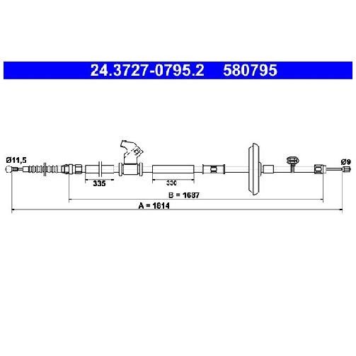 Handbremsseil Hinten Rechts FüR Chevrolet Cruze J308 09 Bis 26 ATE Neu LDE-image
