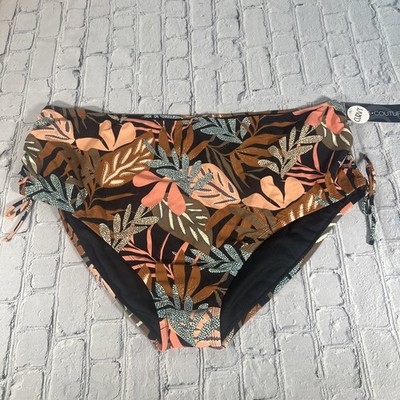 Aqua Couture Plus Size 3X Women s Swim Bikini Bottom Tropical Black Coral NEW