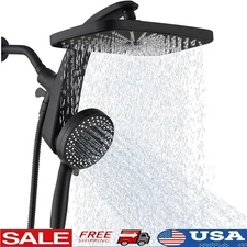 High Pressure Rain Shower Head Handheld Combo Magnetic Docking 10 Spray Settings