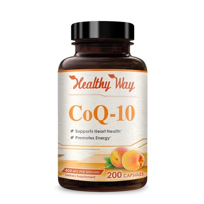 Healthy Way Pure CoQ10 400mg Per Serving - 200 Capsules Supports Heart Health &