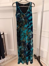 Karen Kane Teal Blue Abstract Print V-Neck Maxi Dress Size M