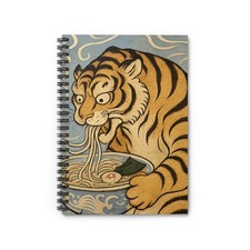 Spiral Notebook Student Journal Ukiyo-e Tiger Eating Ramen