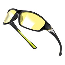 Night Driving Glasses for Men Women, Wrap Around Glasses Yellow Anti Glare Po...
