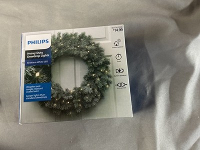 Philips Heavy Duty Dewdrop Lights 50 Warm White LED Battery Powered lights ~ New