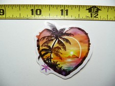 NICE SUNSET PALM ISLAND SMALL STICKER DECAL TROPIC SCENE VACATION TRIP