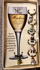 2001 * BOSTON WAREHOUSE * 6 CHRISTMAS WINE MARKERS