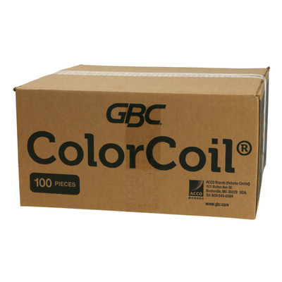 GBC Color Coil Binding Spines, 25mm, 200 Sheet Capacity, 100 Pack, Black
