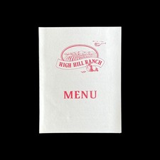 High Hill Ranch Menu 1981 Placerville CA Restaurant Pie House Apple Barn Vintage