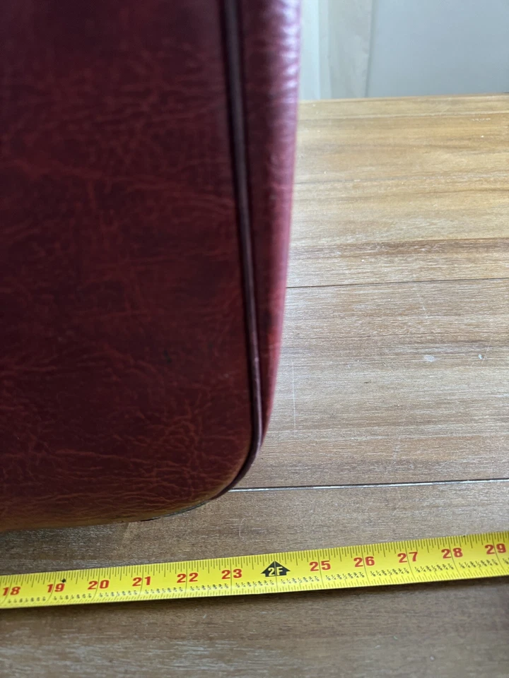 Vintage Burgundy Leather Travel Luggage - Image 4 of 4