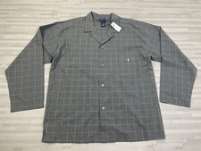 Polo Ralph Lauren Sleepwear Button Shirt Mens Size XL Plaid Gray Long Sleeve 55